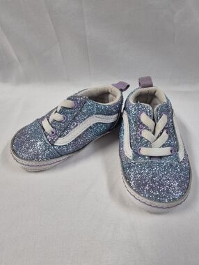 VANS Old Skool Crib Purple Blue Glitter Ombre Infant Shoes Size 3